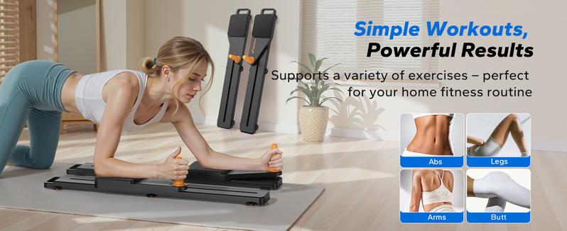 Multi-functional Adjustable Ab Exercise Board, Split Ab Slide Roller Board, Home Pilates Reformer with Knee Mat for Home Gym Core & Ab Strength Training, Abdominal Crunch Machine, dealsforyoudays