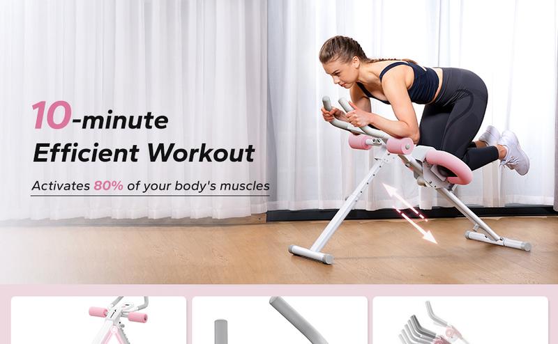Adjustable Ab Trainer Machine with LCD Monitor, Foldable Ab Exercise Machine for abs, Arm, Leg, Buttocks Shaper, Core & Ab Trainer at Home Gym for Women, Workout Equipment, dealsforyoudays