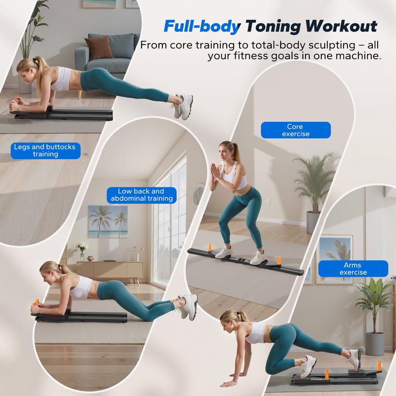 Multi-functional Adjustable Ab Exercise Board, Split Ab Slide Roller Board, Home Pilates Reformer with Knee Mat for Home Gym Core & Ab Strength Training, Abdominal Crunch Machine, dealsforyoudays