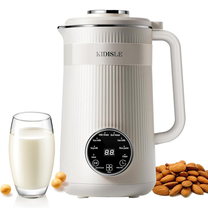 8-in-1 Multifunctional Automatic Nut Milk Machine&Coffee Maker, 32oz Auto Self-Cleaning, Delay Start, Keep Warm, Boil Water – Stainless Steel, Black/White