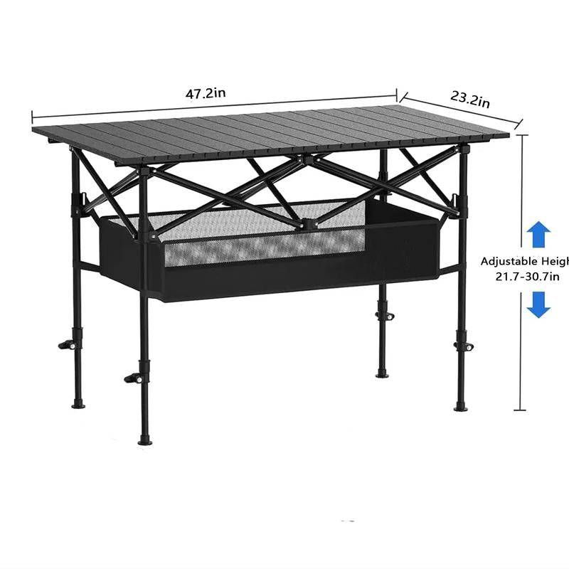 Folding Picnic Table, Steel Ultra-Compact Outdoor Detachable Portable Folding Lightweight Table with Large Capacity Storage Bag, Suitable for Beach, Picnic, Travel, Backyard, BBQ