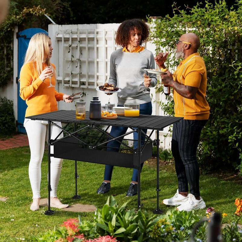 Folding Picnic Table, Steel Ultra-Compact Outdoor Detachable Portable Folding Lightweight Table with Large Capacity Storage Bag, Suitable for Beach, Picnic, Travel, Backyard, BBQ