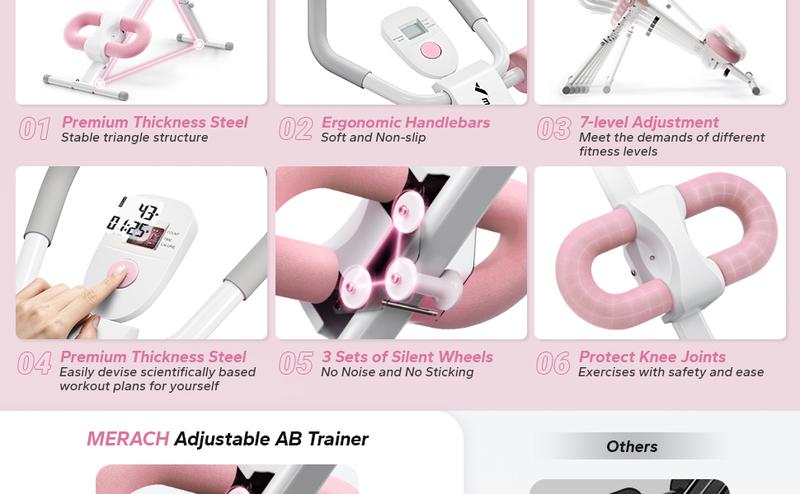Adjustable Ab Trainer Machine with LCD Monitor, Foldable Ab Exercise Machine for abs, Arm, Leg, Buttocks Shaper, Core & Ab Trainer at Home Gym for Women,  Workout Equipment, dealsforyoudays