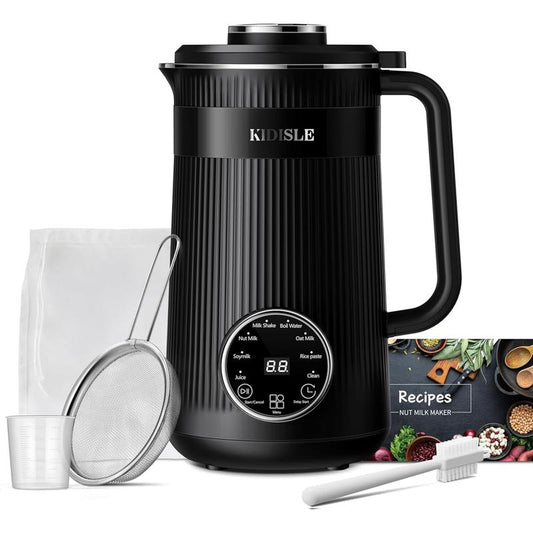 8-in-1 Multifunctional Automatic Nut Milk Machine&Coffee Maker, 32oz Auto Self-Cleaning, Delay Start, Keep Warm, Boil Water – Stainless Steel, Black/White