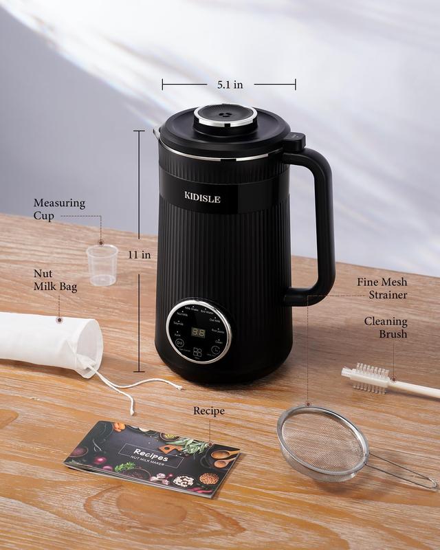 8-in-1 Multifunctional Automatic Nut Milk Machine&Coffee Maker, 32oz Auto Self-Cleaning, Delay Start, Keep Warm, Boil Water – Stainless Steel, Black/White