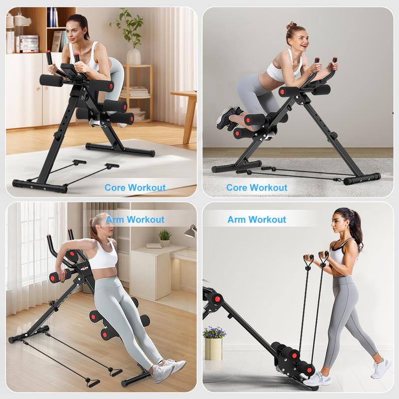 Foldable Ab Machine - Adjustable Core Trainer with  Display - Compact Abdominal Trainer Home Workout Equipment
