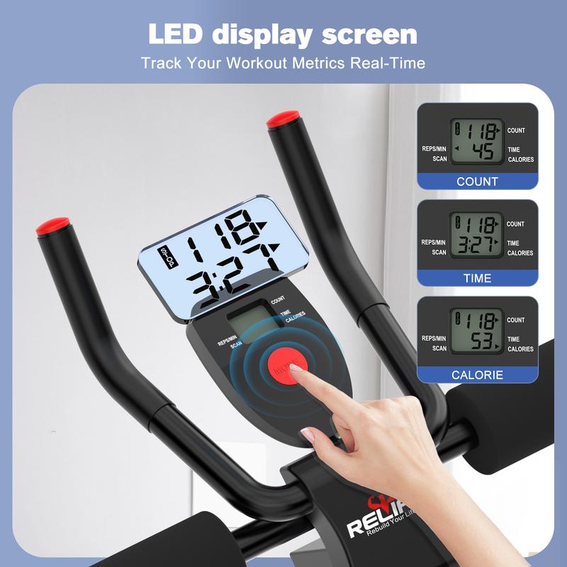 Foldable Ab Machine - Adjustable Core Trainer with  Display - Compact Abdominal Trainer Home Workout Equipment