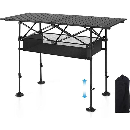 Folding Picnic Table, Steel Ultra-Compact Outdoor Detachable Portable Folding Lightweight Table with Large Capacity Storage Bag, Suitable for Beach, Picnic, Travel, Backyard, BBQ