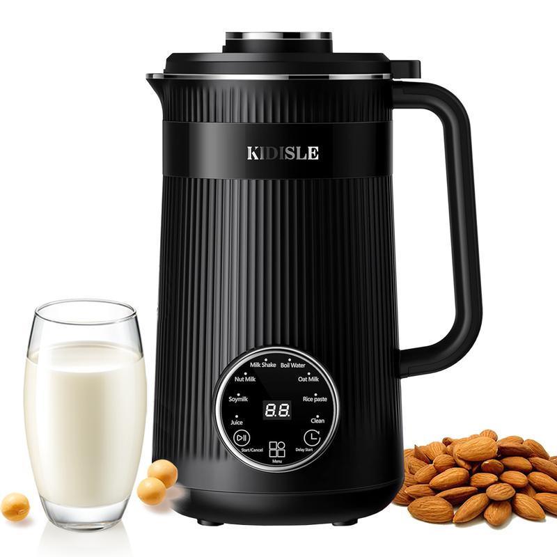 8-in-1 Multifunctional Automatic Nut Milk Machine&Coffee Maker, 32oz Auto Self-Cleaning, Delay Start, Keep Warm, Boil Water – Stainless Steel, Black/White