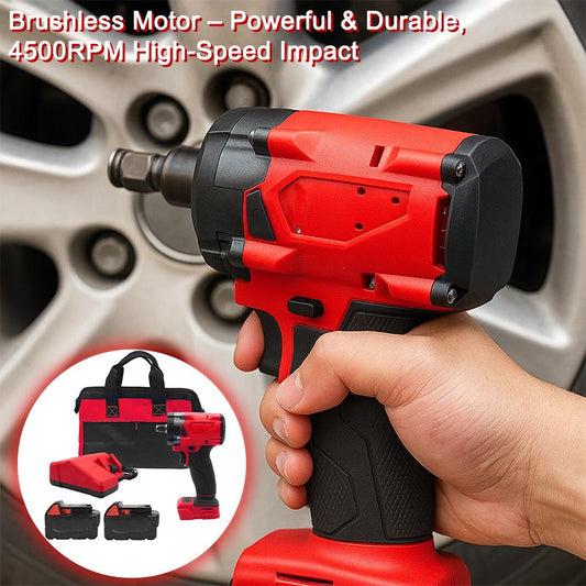 M18 Battery Compatible Impact Wrench - 1/2" Drive, 4500 RPM Brushless Motor, High Torque for Auto Repair and Home DIY